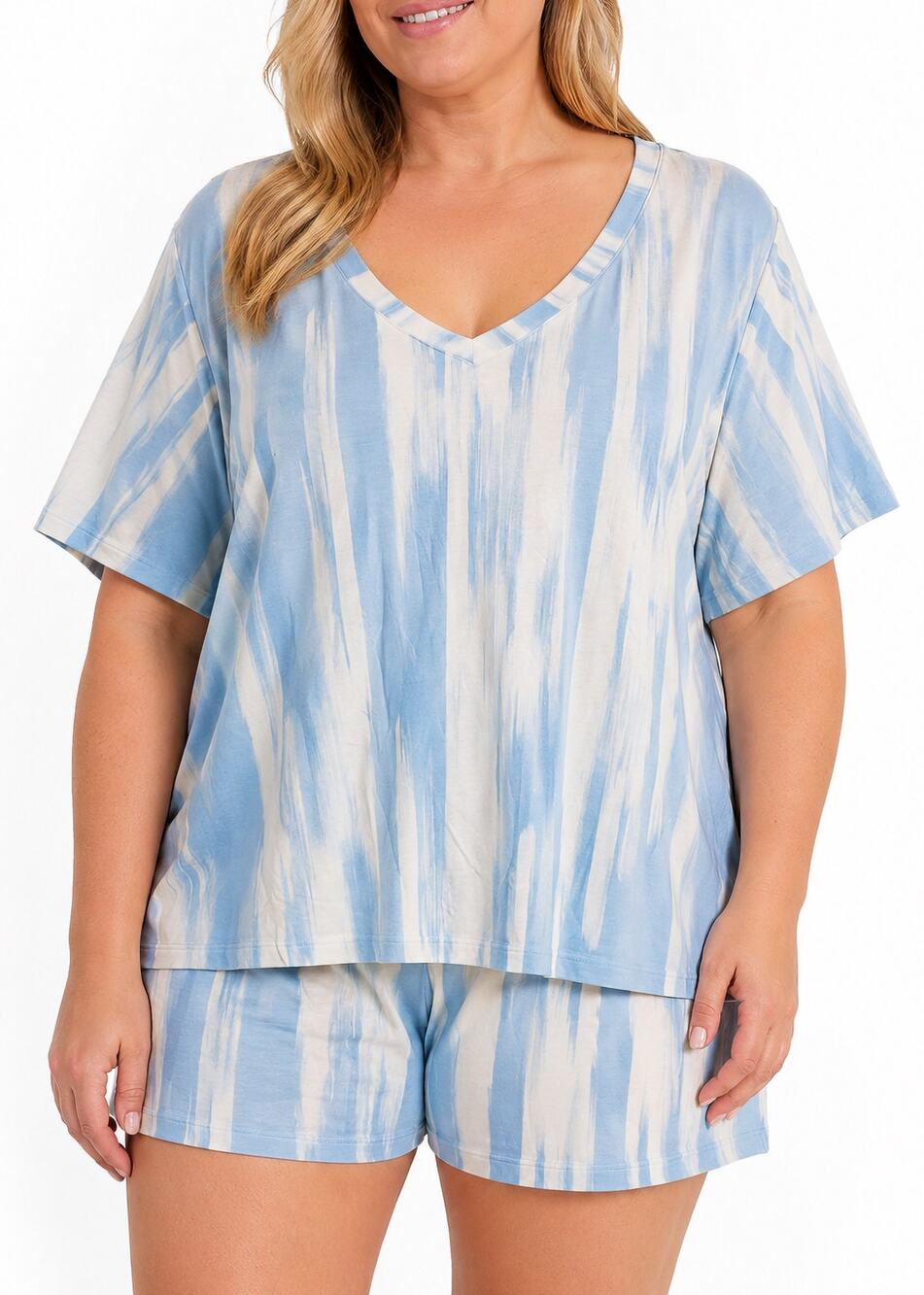 Athleta Nighttime Bliss Tee 2X Blue White Sleep Shirt NWT TENCEL Relaxed Fit